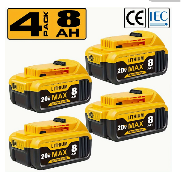 Replacement Battery 2 OR 4 PACK 8.0Ah 20V Replacement For Dewalt 20V Max Battery 8000