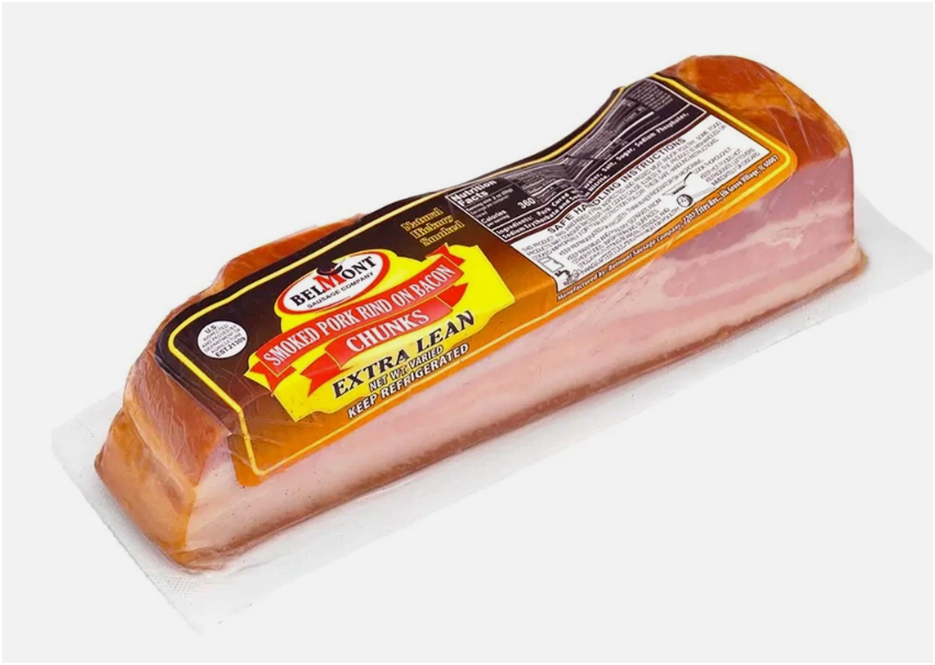 Cured Smoked Pork Rind On Bacon Chunks Extra Lean, Belmont, 272g/ 9.59oz