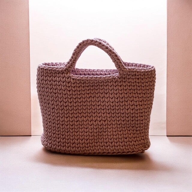 Handgemaakte Bobbiny tas ( roos )