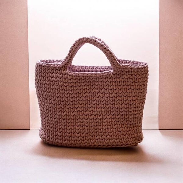 Handgemaakte Bobbiny tas ( roos )