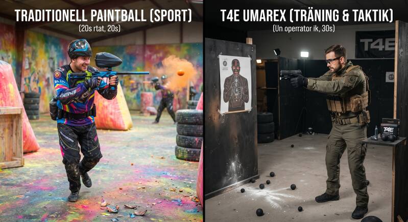 Vad är skillnaden mellan Paintball och T4E?