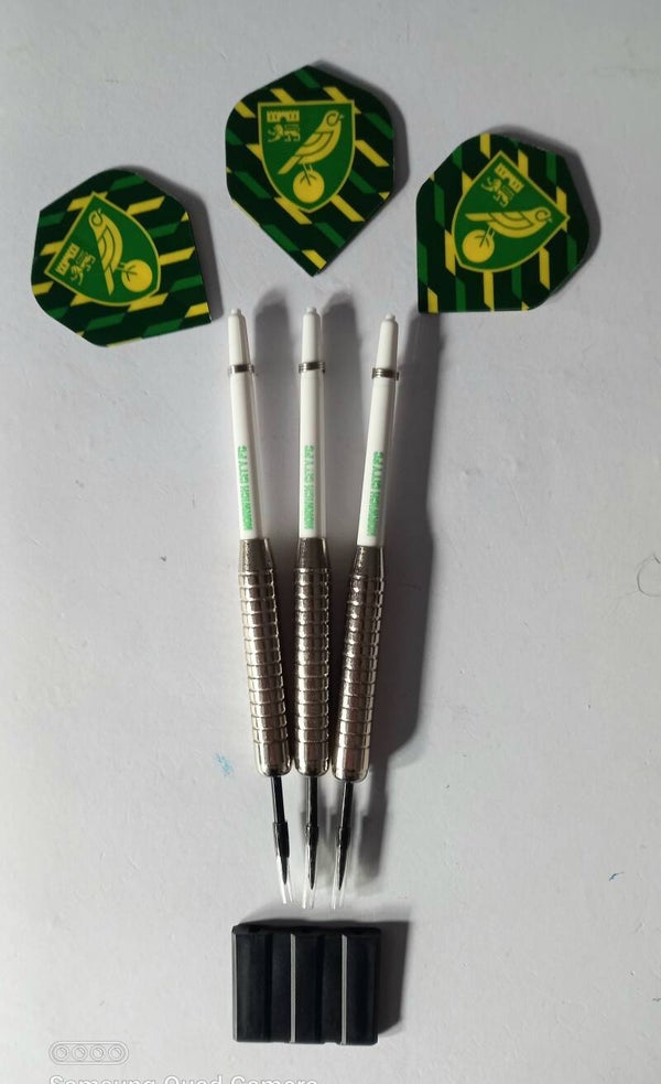 Norwich City Darts Set 21gram Flights & Stems Bundle Set Of Darts Canaries