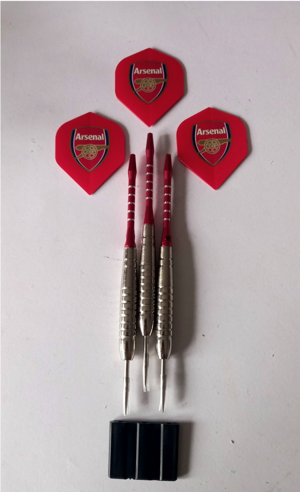 Arsenal FC Darts Set - Official Arsenal Flights - Stems - Point Guard - Set Of Dart