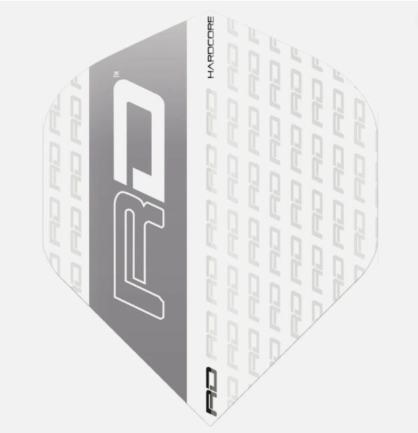 RED DRAGON Hardcore Extra Thick Darts Flights White / Grey RD Logo 4 Sets In Pack