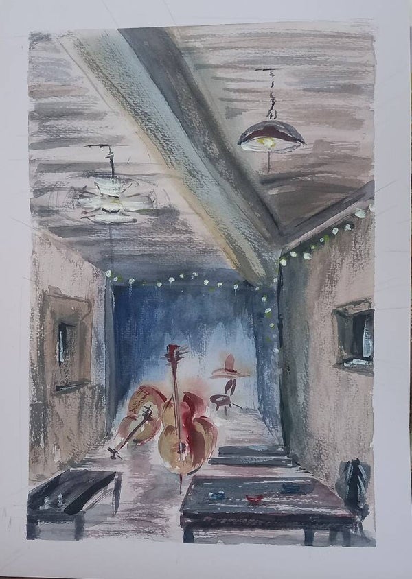 Aquarelle "Le Silo" 30 x 40 cm