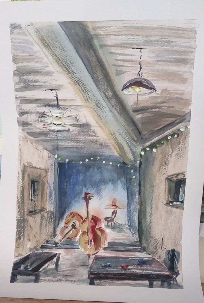 Aquarelle "Le Silo" 30 x 40 cm