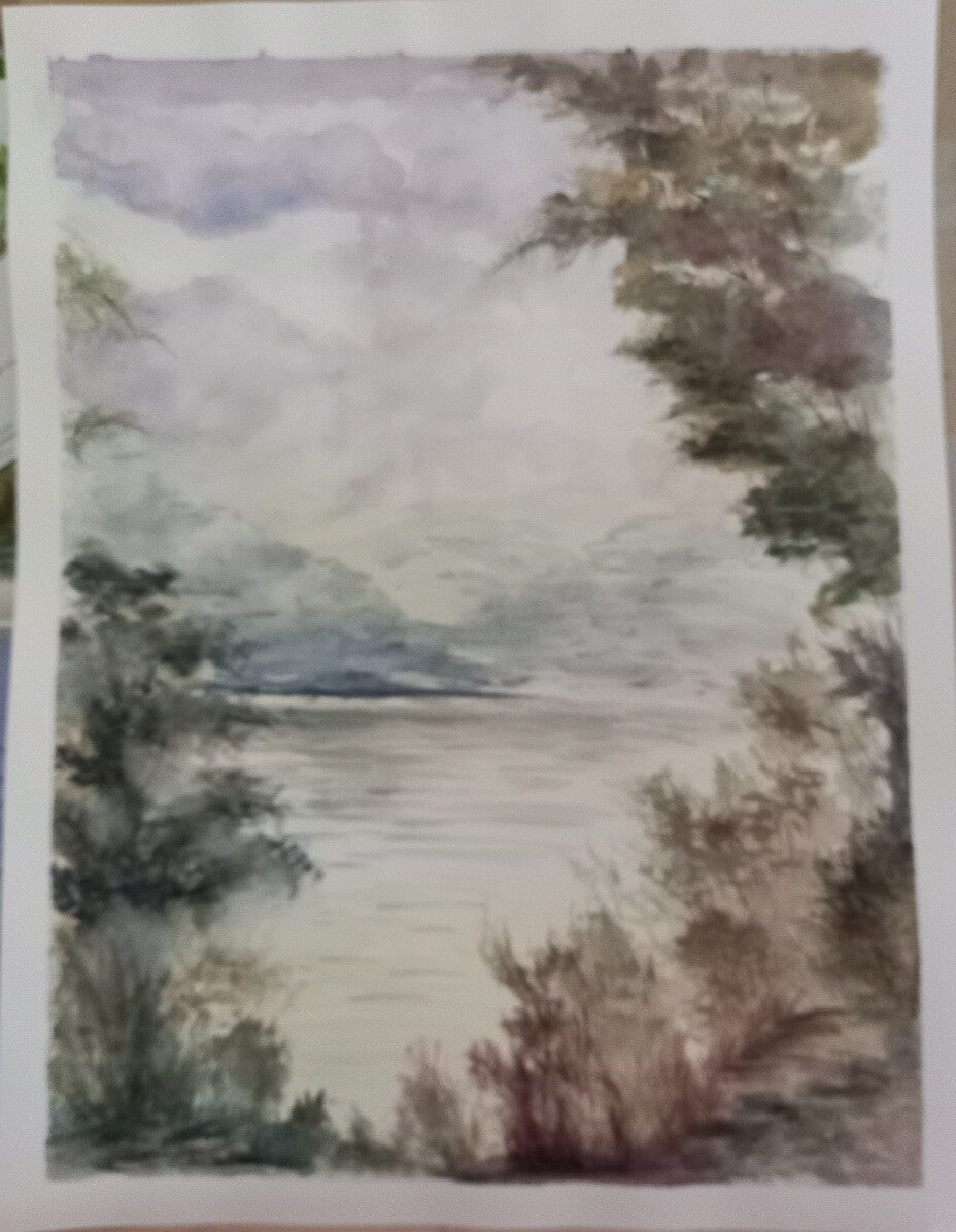 Aquarelle "Le Lac" 50 x 65 cm