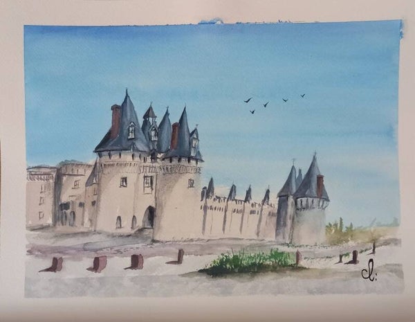 Aquarelle "Château" 30 x 40 cm