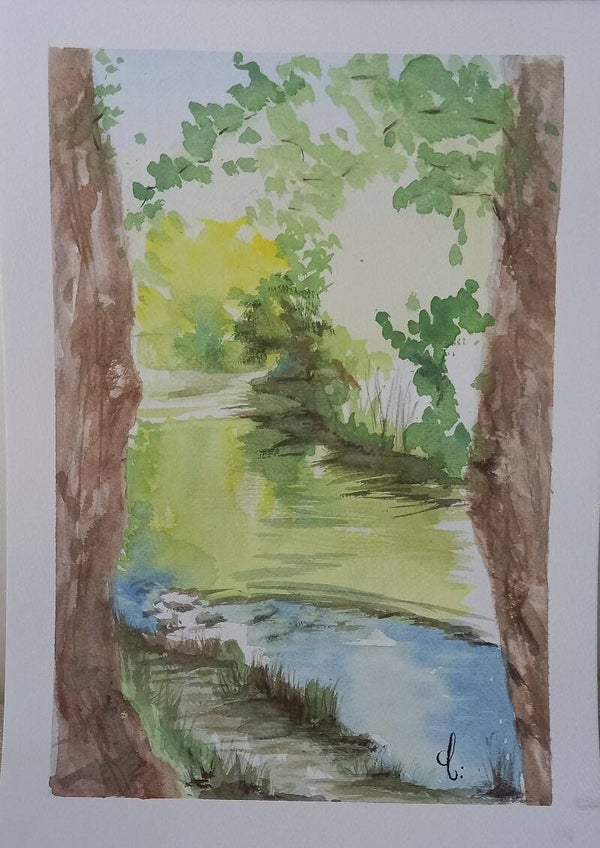 Aquarelle "Contrastes" 30 x 40 cm