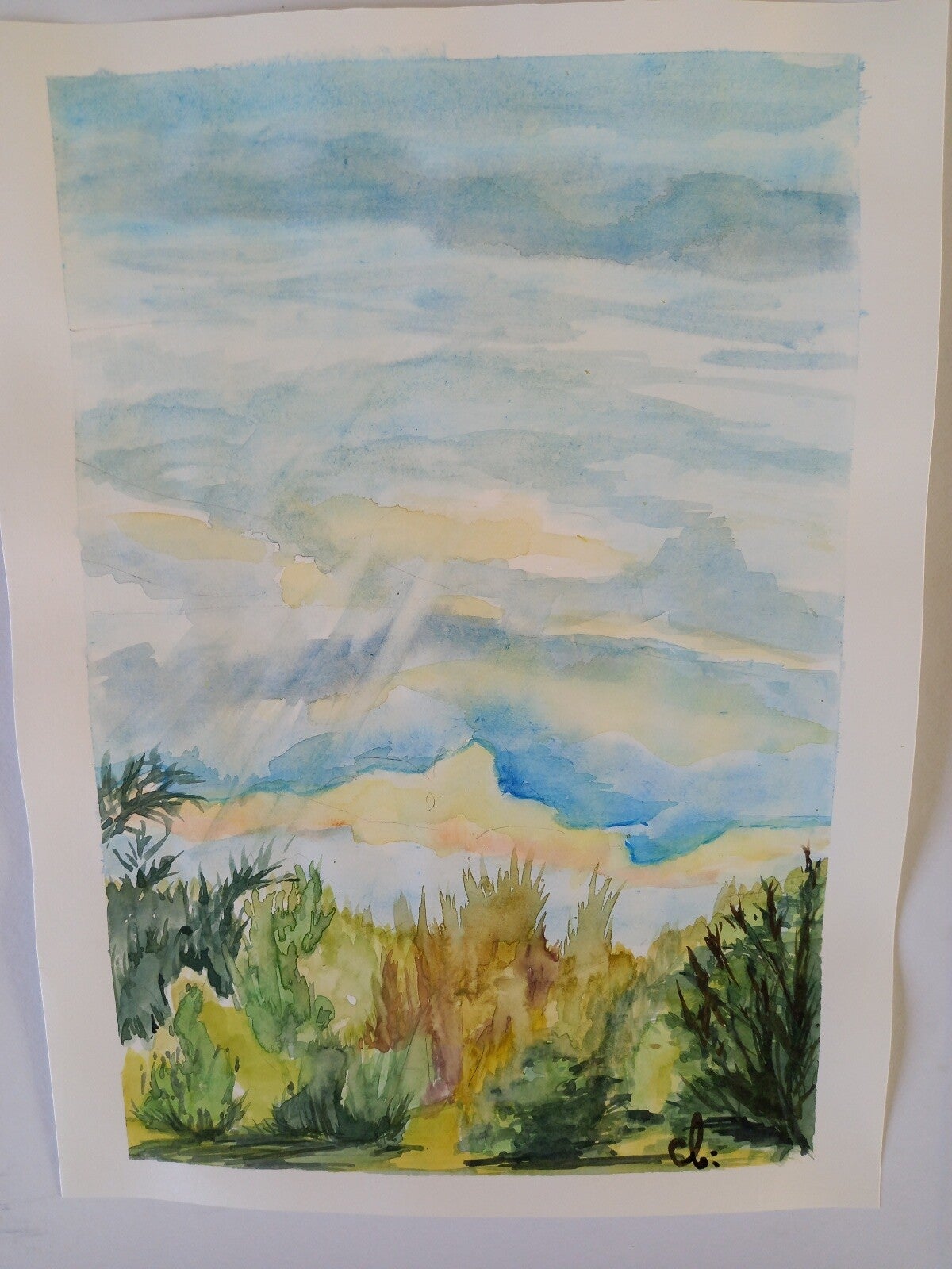Aquarelle "Un Rayon dans la Nature" 30 x 40 cm