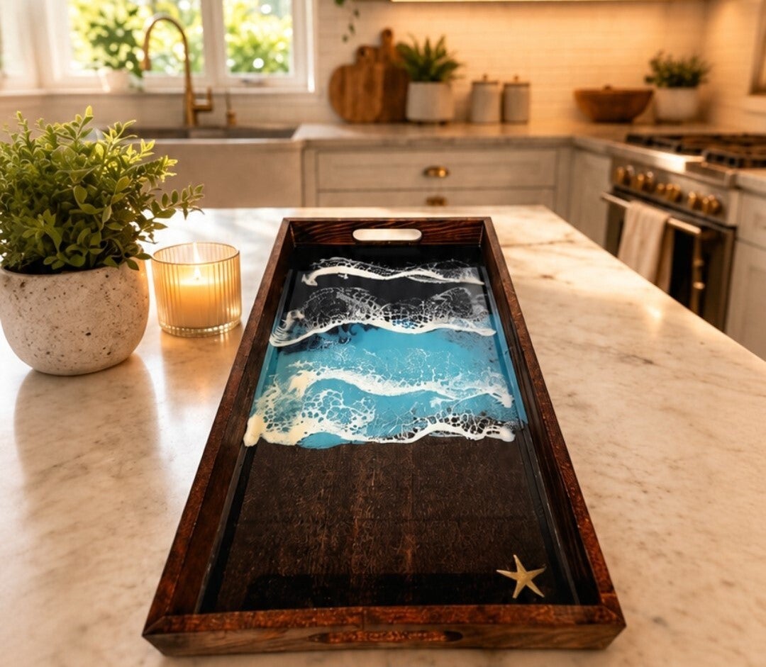 Epoxy Resin Ocean Wave Wine Glass Set