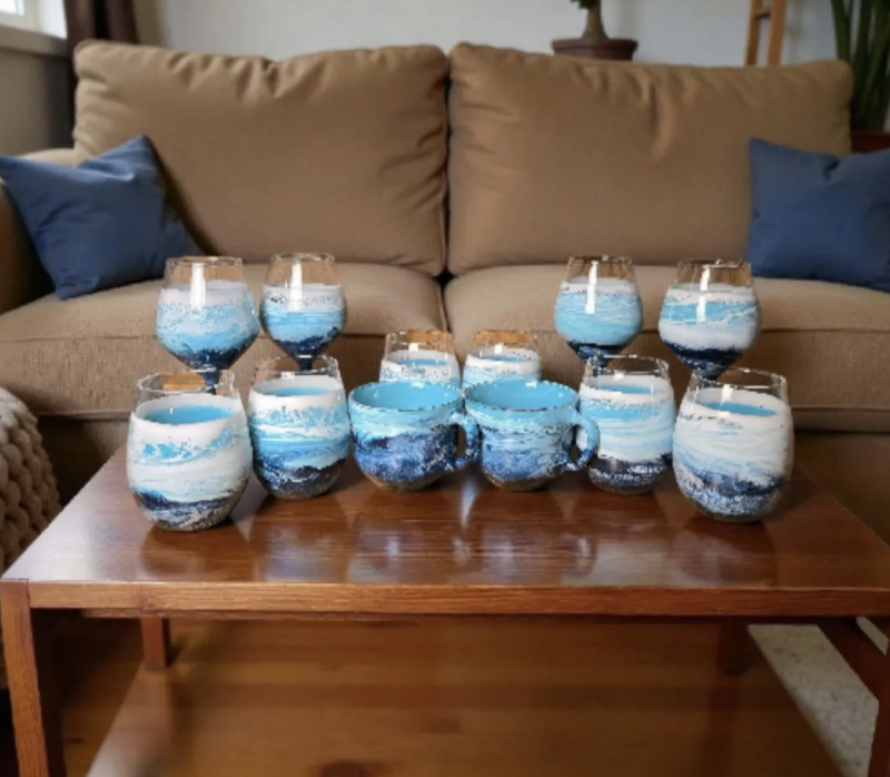 Ocean Beach Epoxy Resin Glasses