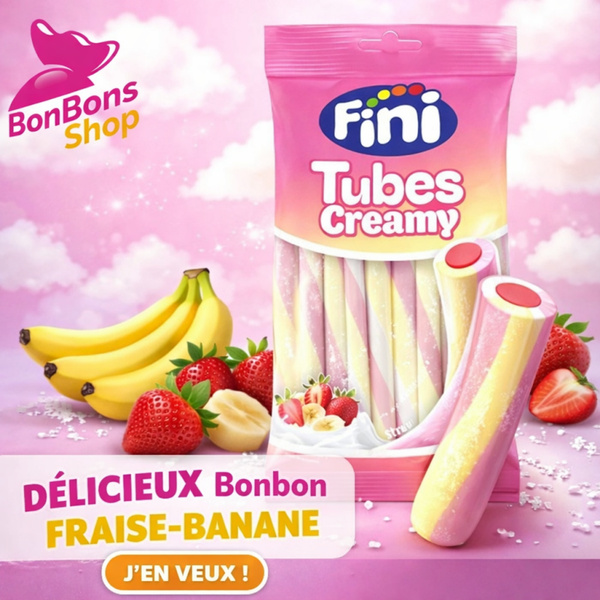 Tubes creamy fraise banane / vrac 100g