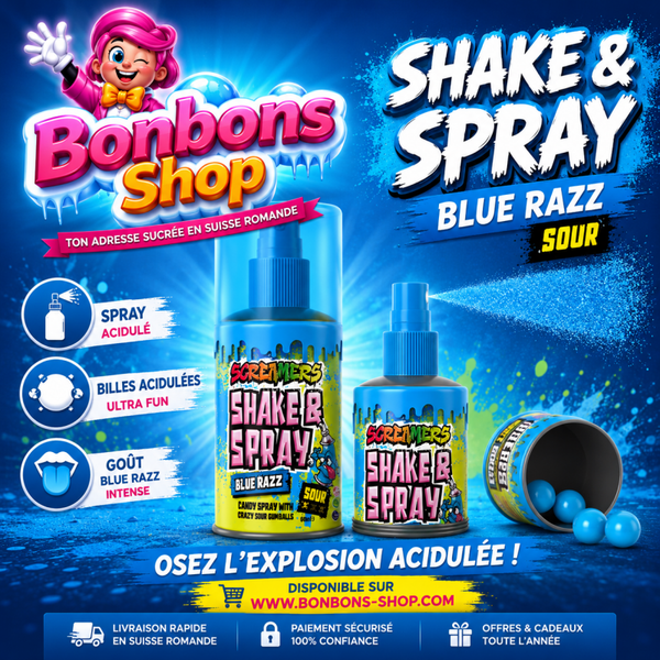 Screamers Shake & Spray Blue Razz