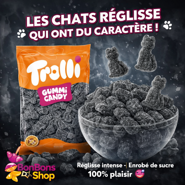 Chat réglisse sucré Trolli / vrac 100g (J03)