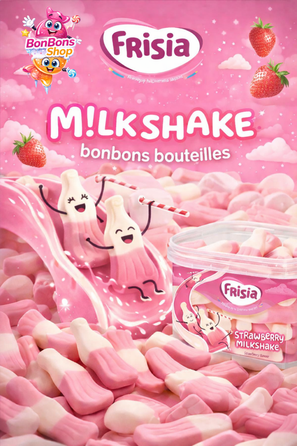 Bouteilles Milkshake fraise / vrac 100g (F03)
