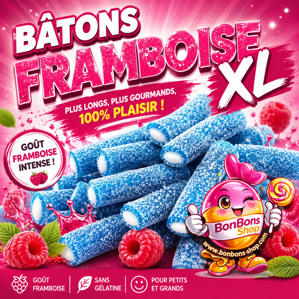 Bâtons Framboise XL Lollywood / vrac 100g (A06)