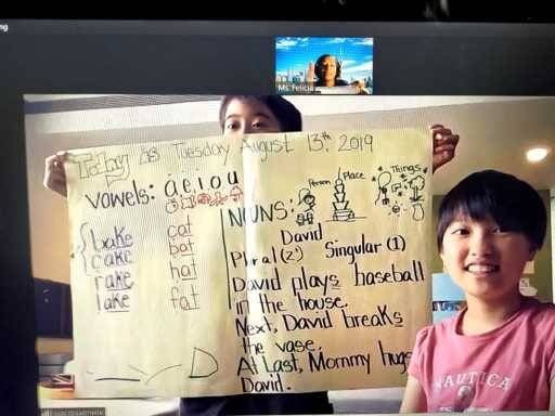 I tutored these kids in Taiwan and then transitioned to online as I moved back to Toronto. They still kept the posters I made them!