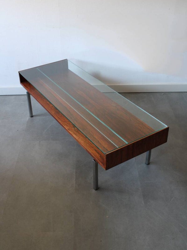 Nederlandse vintage mid-century salontafel in palissander