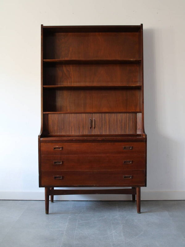 Vintage Deense boekenkast/secretaire