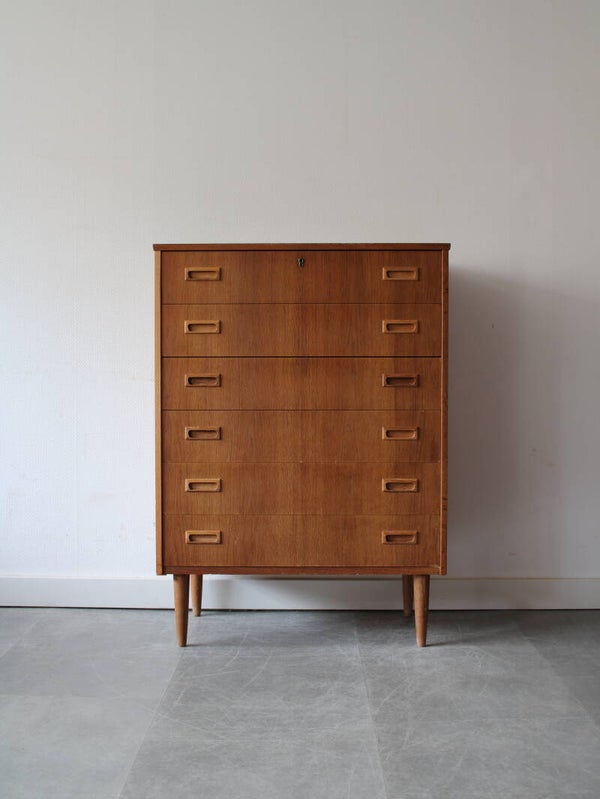 Vintage Deense ladekast in eiken