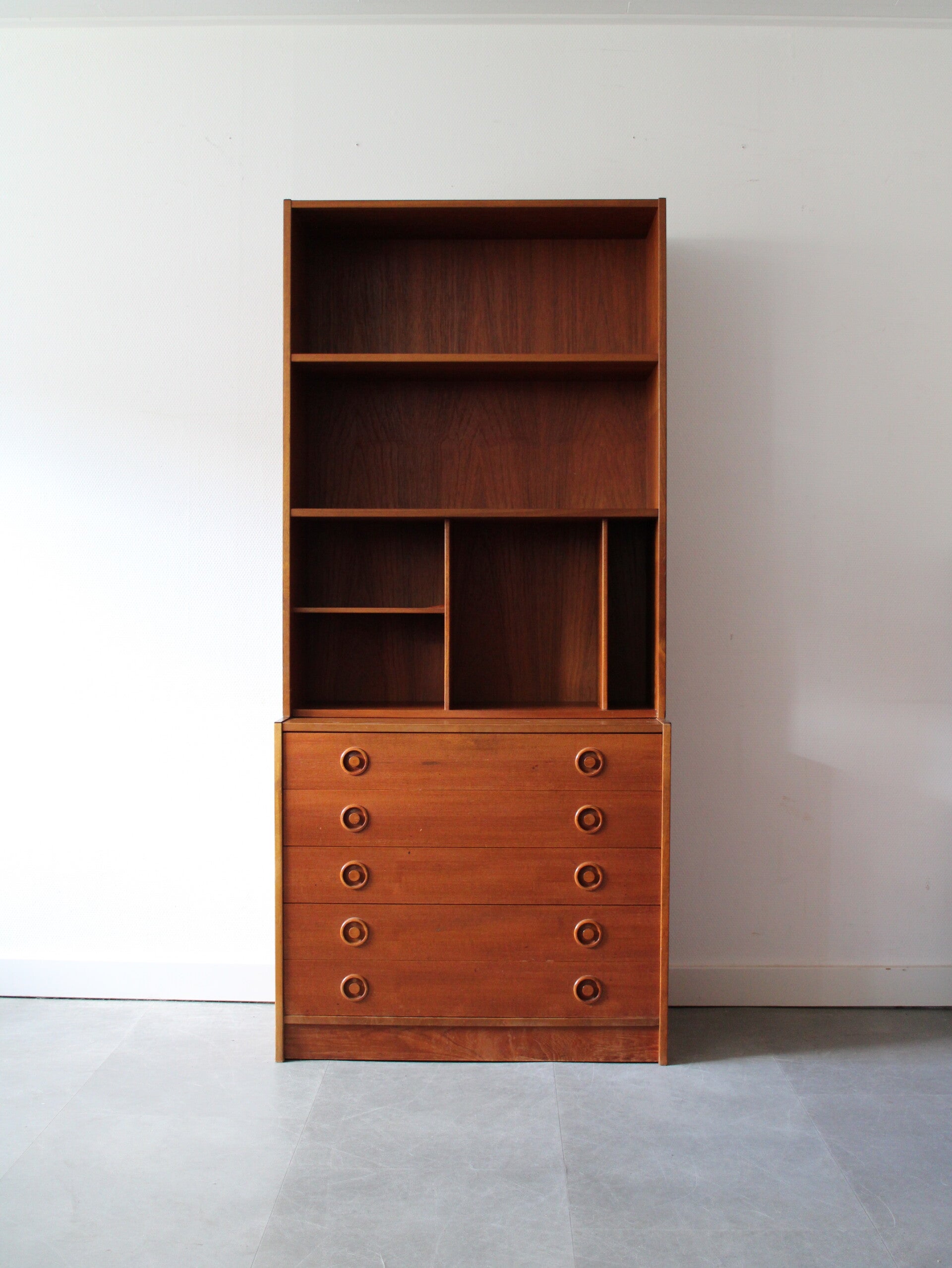 Vintage Deens modulair wandmeubel in teak