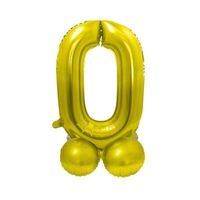 Cijferballon op voet 56 cm - folie - goud