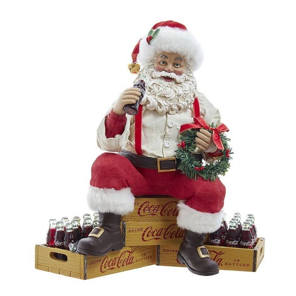 Coca-Cola Kerstman - Zittend op Kratten -  23 cm