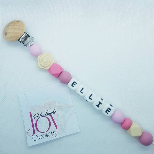 Fopspeenketting roze beige 'Ellie'