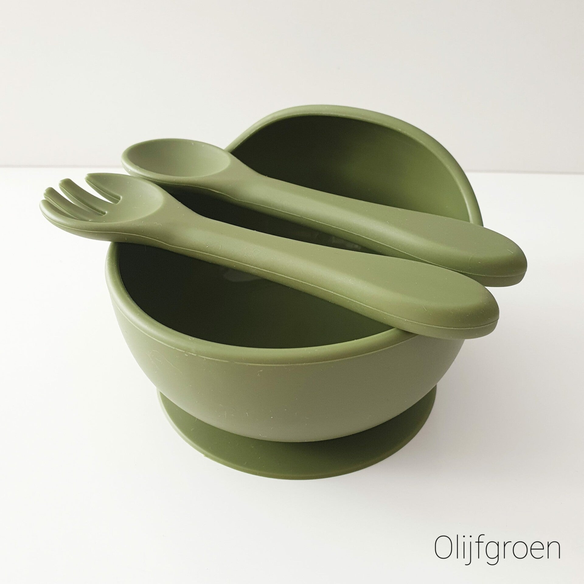 Eetset met bestek Olijfgroen