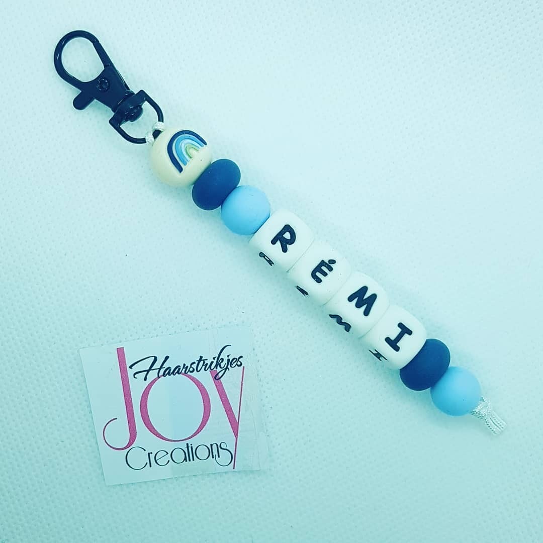 Sleutelhanger Naam blauwe regenboog