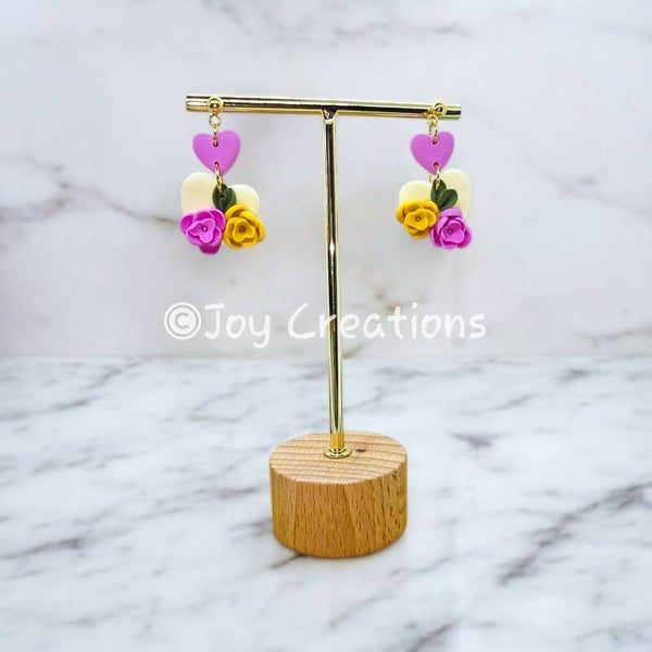 Oorbellen hangers Hartjes met bloemen