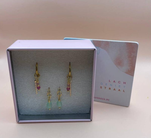 Oorbellen - Set Roze/Groen