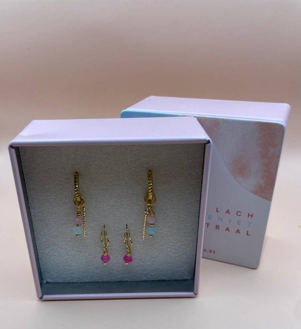 Oorbellen - Set Roze/Blauw