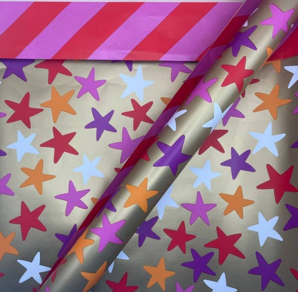 Luxe cadeaupapier - Sterren meerkleurig