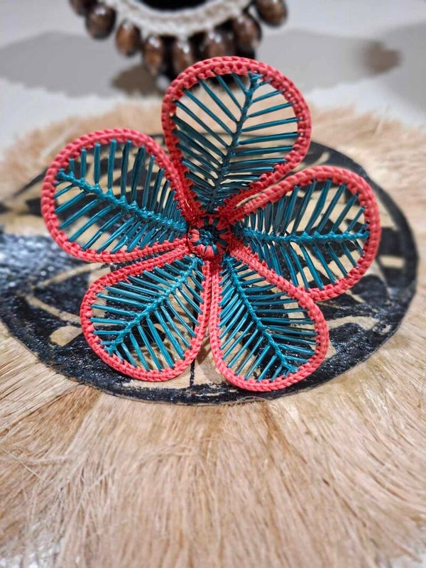 Medium flower - Teal Blue and Orange