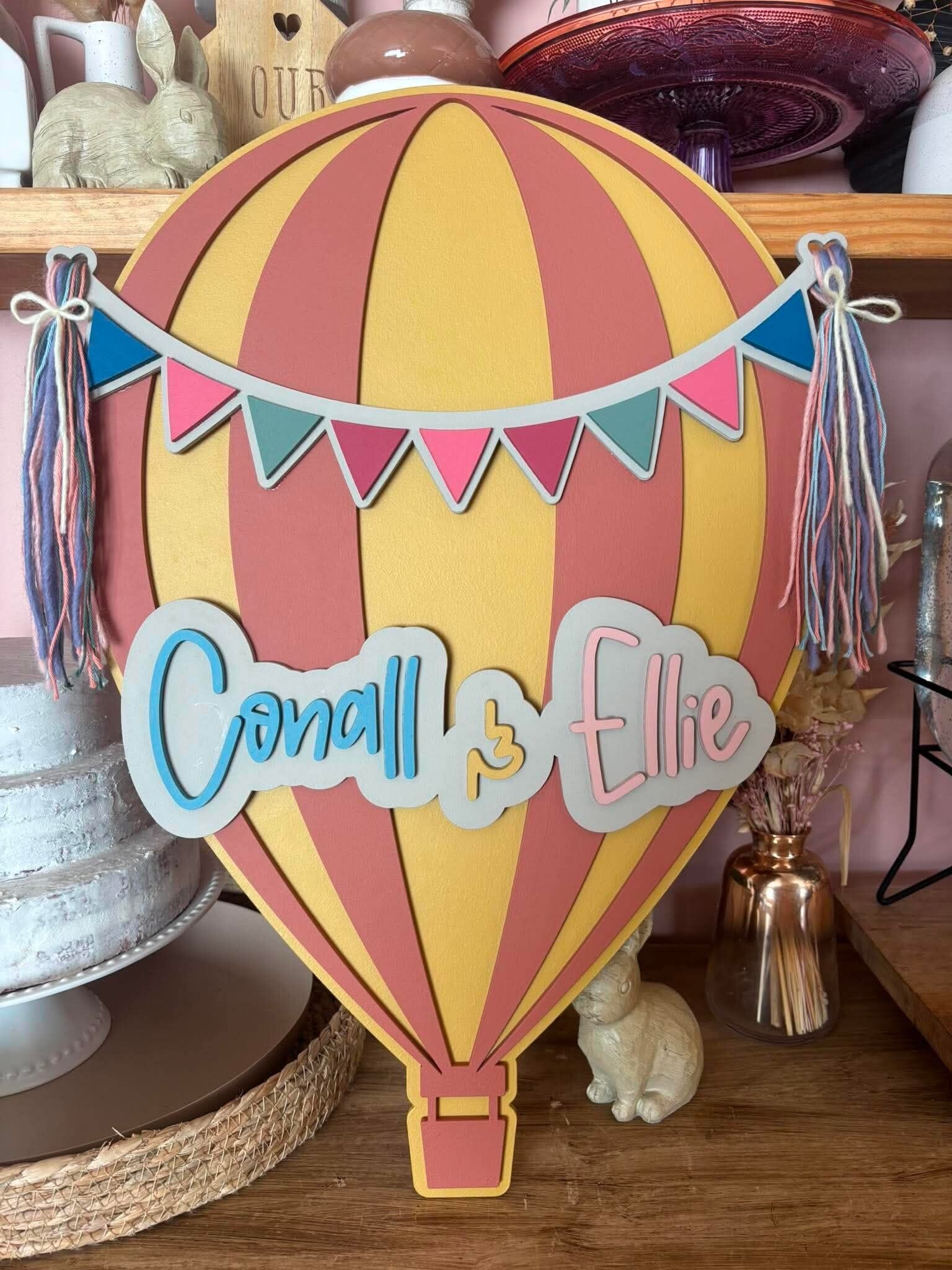 Personalised Hot Air Balloon Name Sign | Nursery Wall Decor Ireland