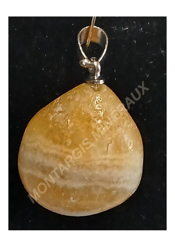Pendentif galet calcite jaune 26-01