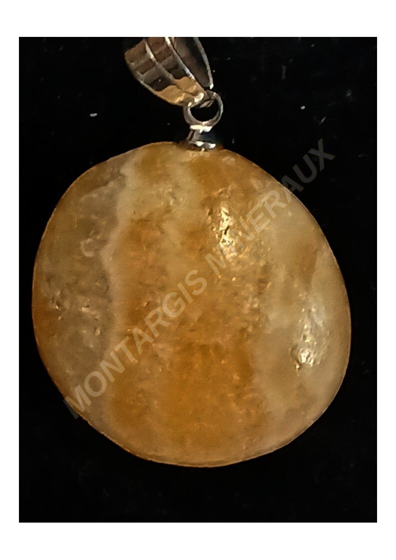 Pendentif galet calcite jaune 26-02