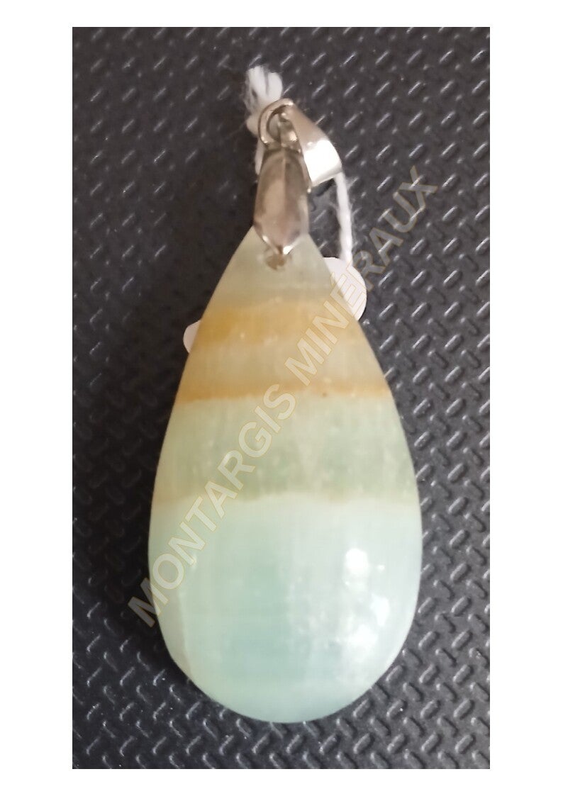 Pendentif goute calcite verte 26-02