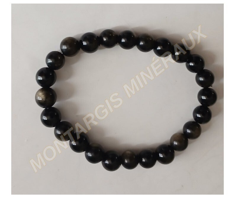 Bracelet Obsidienne dorée