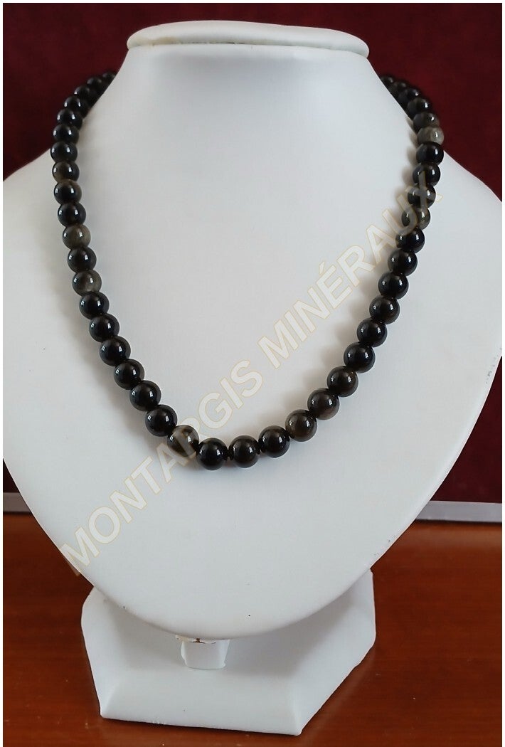 Collier Obsidienne dorée 42 cm