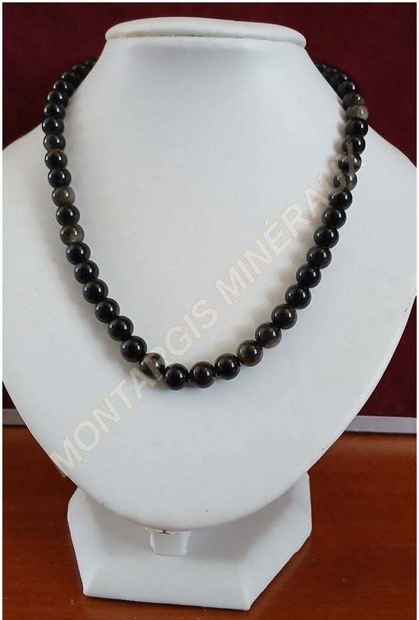 Collier Obsidienne dorée 42 cm