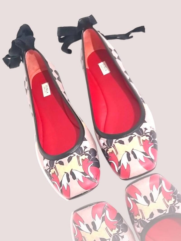 Ballerines FURLA en Cuir Imprimé, Taille 38 Élégance Florale