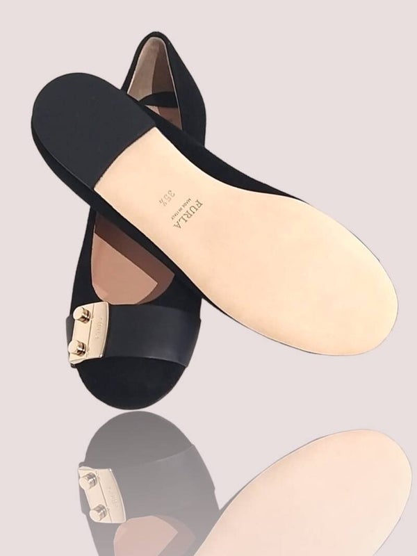 Ballerines Noires en Cuir Velours, Taille 35.5 – Confort et Élégance