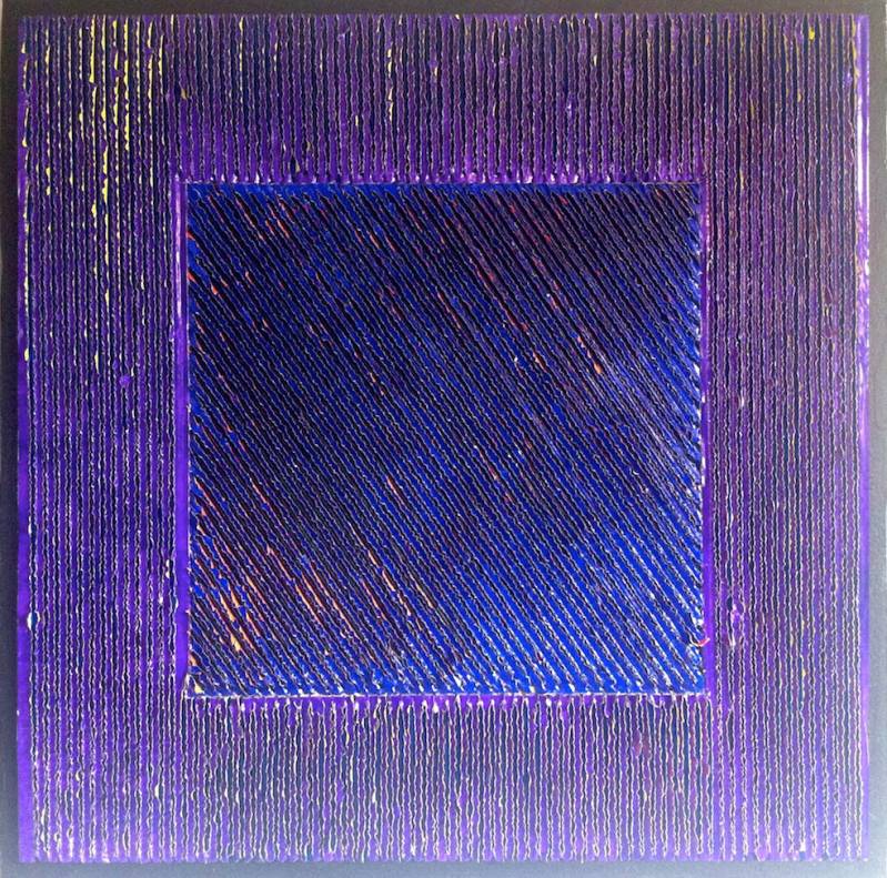 cf3-5 frontview.gem techn. paneel, golfkarton, papier, acryl. 70x70x2 - 2010