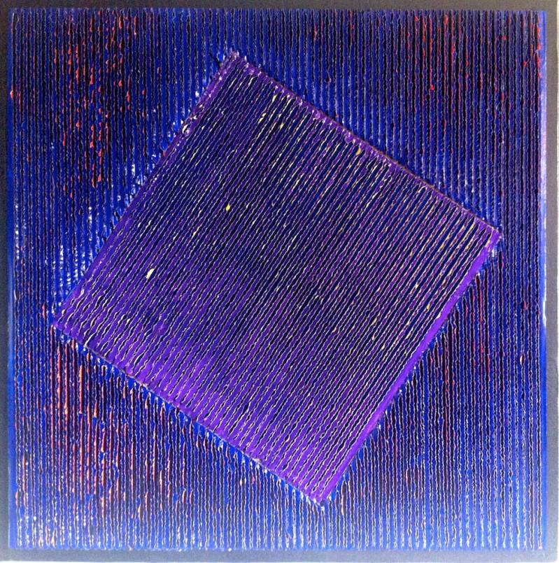 cf3-6 frontview.gem techn. paneel, golfkarton, papier, acryl. 70x70x2 - 2010