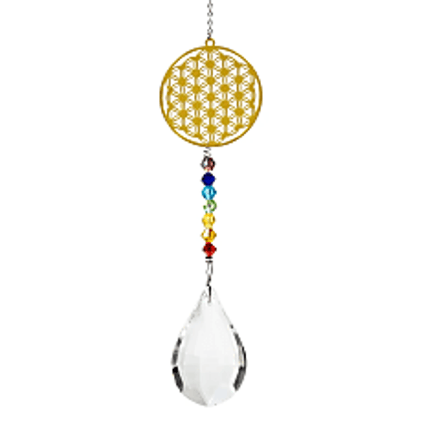 Fleur de Vie goutte de cristal & chaine des chakra