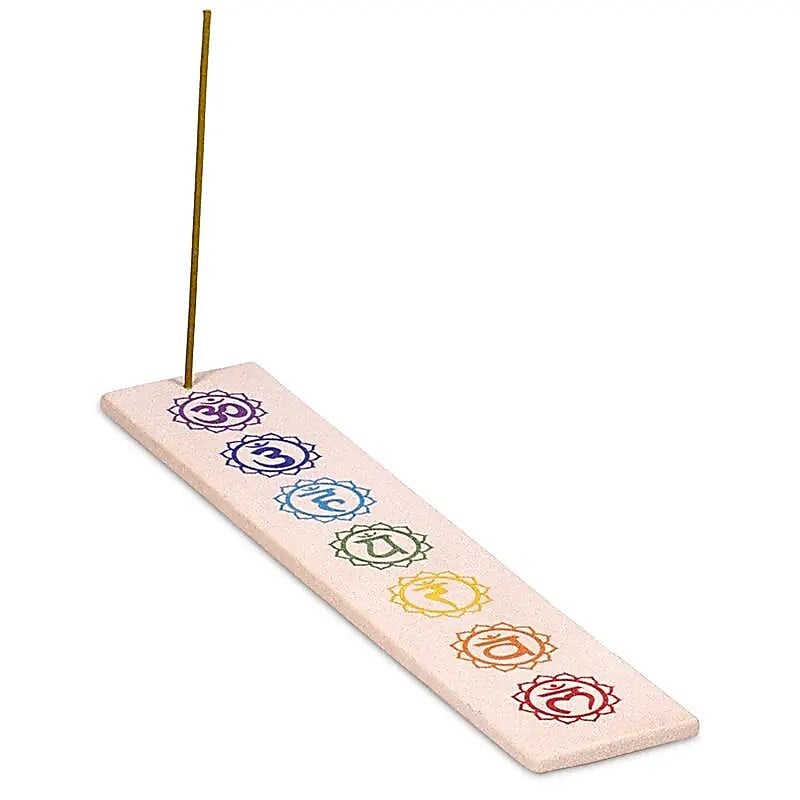 Brule encens en grès 7 chakras long
