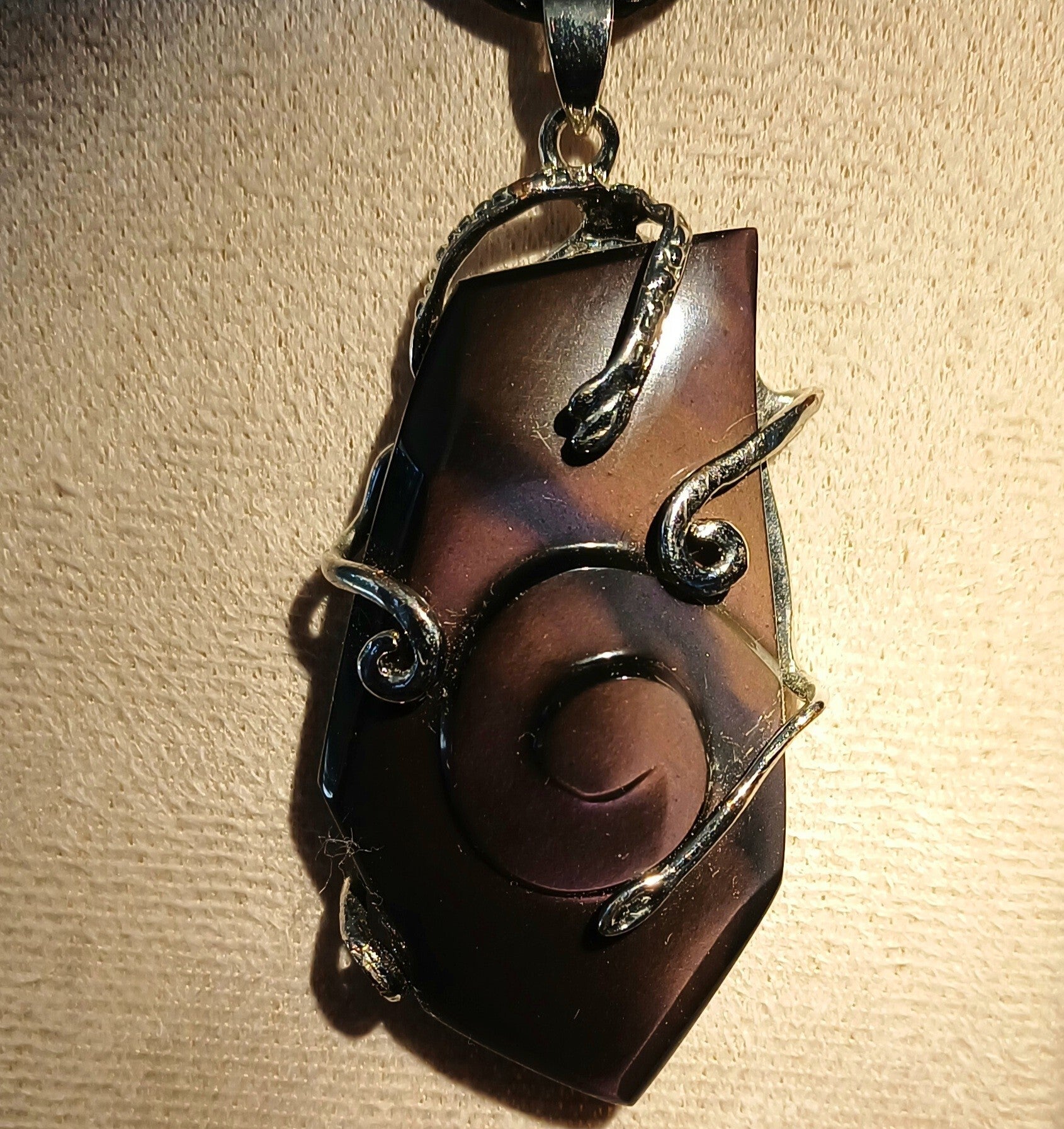 Pendentif Obsidienne Manta Huichol